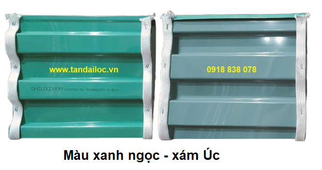 cửa cuốn tấm liền công nghệ Úc dailocdooor xanh ngọc - xám