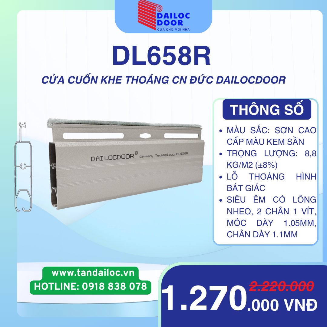 CỬA CUỐN NHÔM KHE THOÁNG CÔNG NGHỆ ĐỨC DAILOCDOOR DL658RR