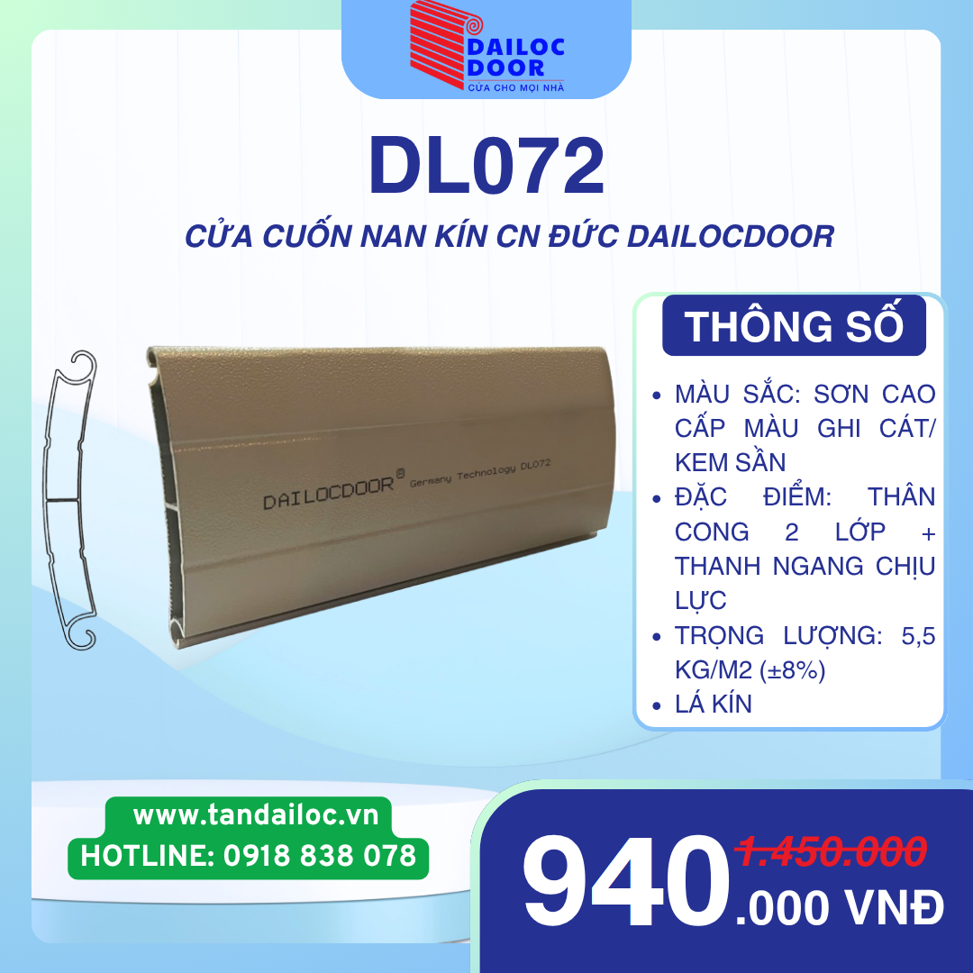 CỬA CUỐN NHÔM NAN KÍN CÔNG NGHỆ ĐỨC DAILOCDOOR DL072
