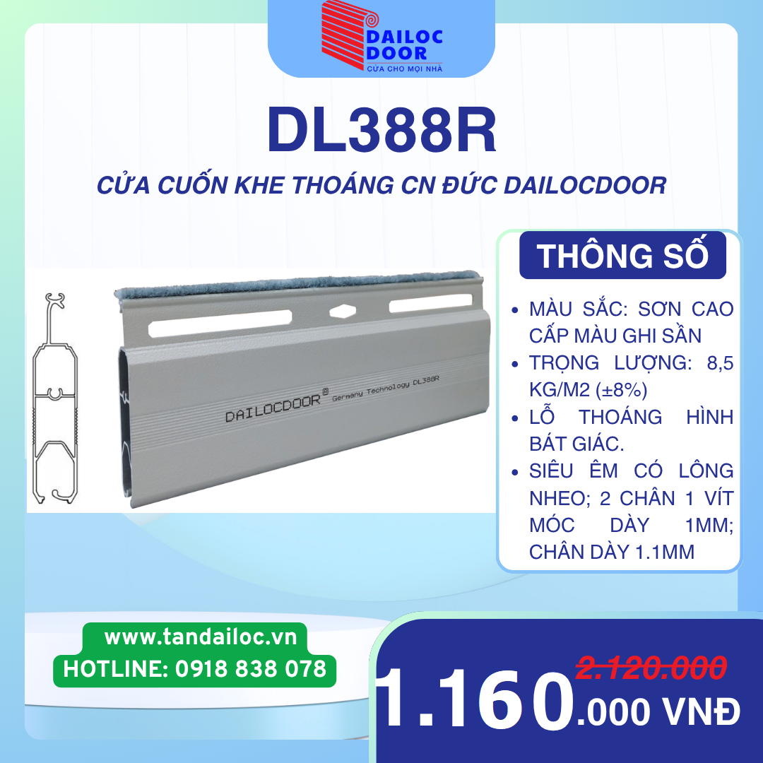 Đơn giá lá cửa cuốn Đức Dailocdoor 388R
