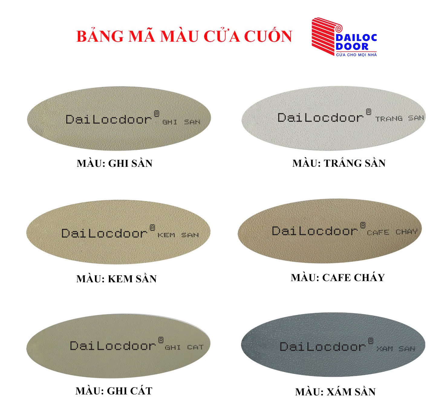 BẢNG MÀU SƠN CỬA CUỐN ĐỨC DAILOCDOOR