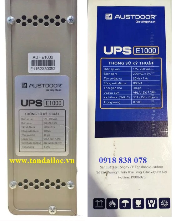 thông số kỹ thuật bình lưu điện Austdoor e1000