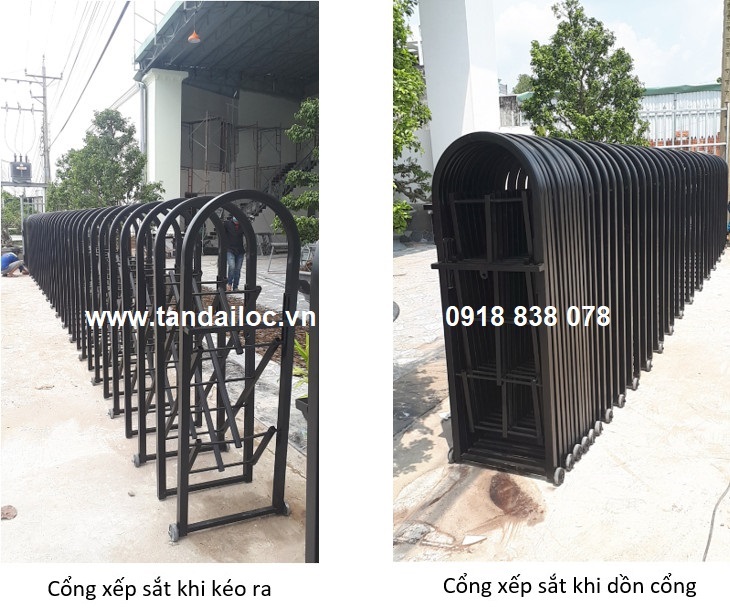 Cổng xếp kéo tay sắt sơn tĩnh điện