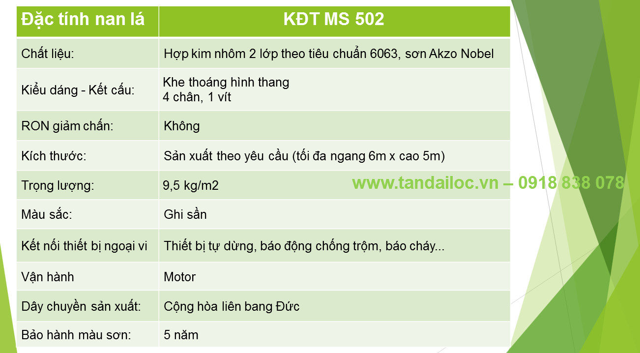 Cửa cuốn nhôm khe thoáng công nghệ đức KĐT 502