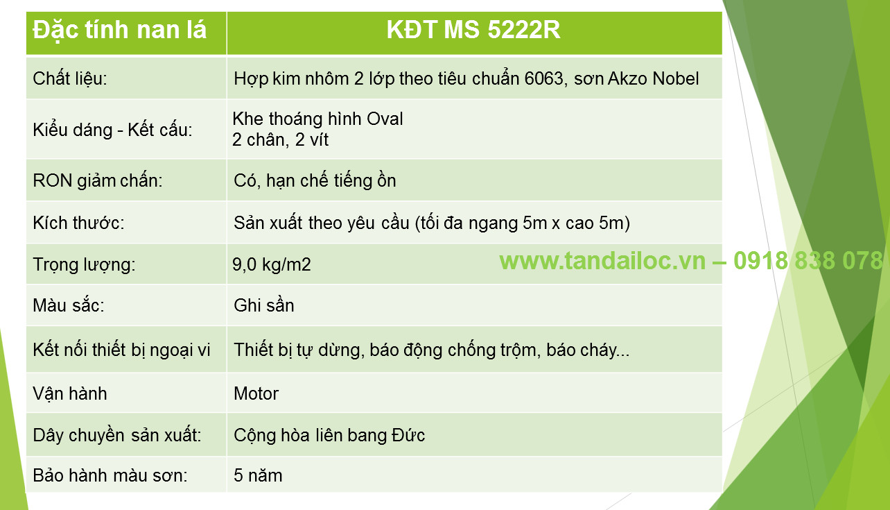 Cửa cuốn nhôm khe thoáng công nghệ đức kđt 5222R