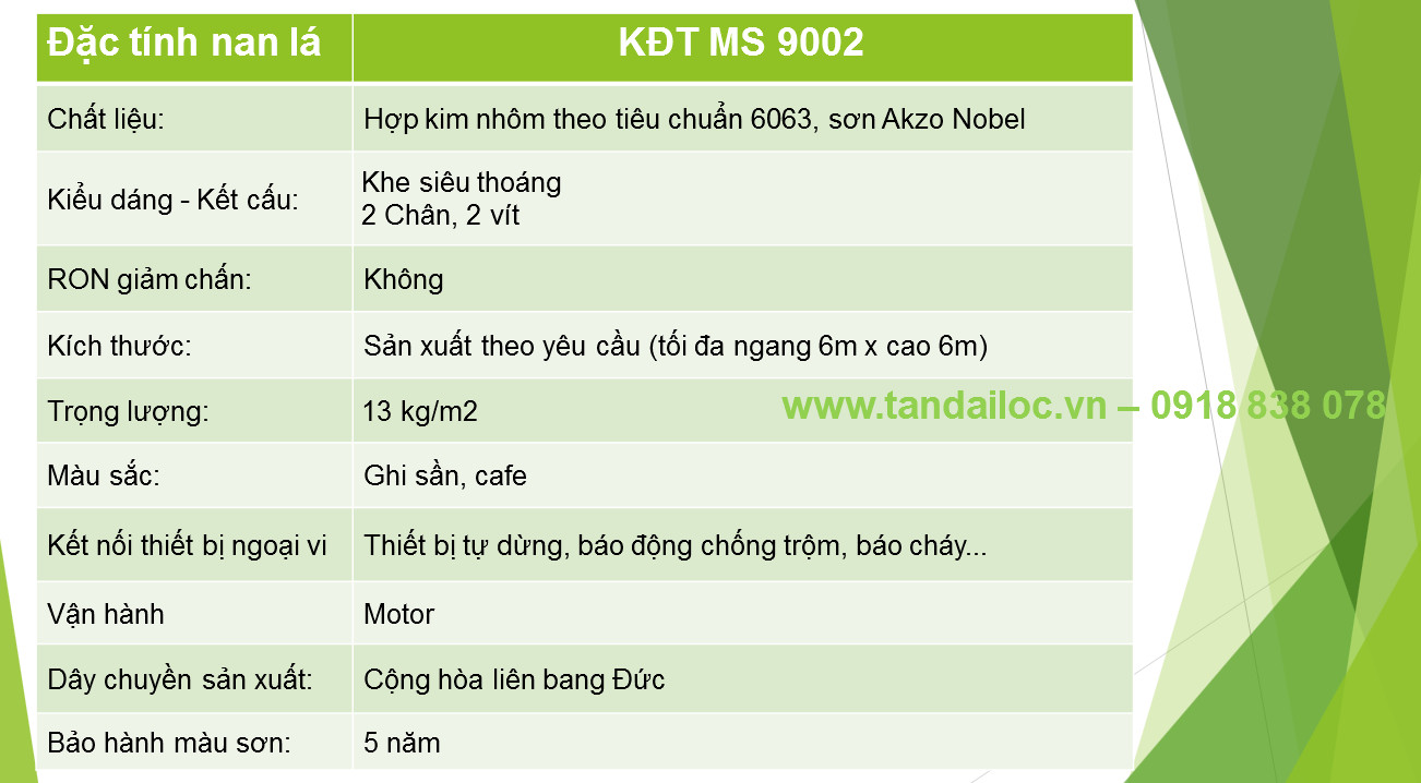 Cửa cuốn nhôm khe thoáng công nghệ đức KĐT 9002