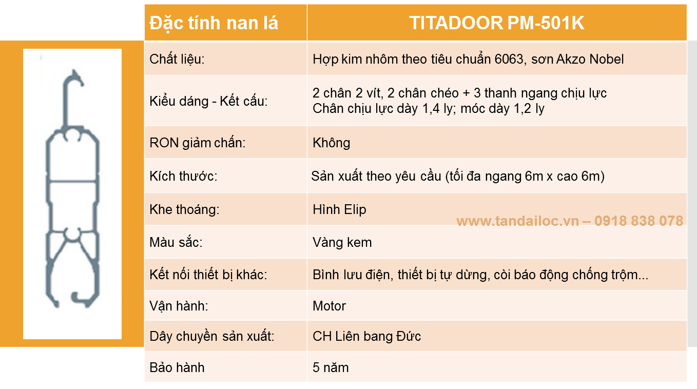 Cửa cuốn nhôm khe thoáng công nghệ đức titadoor PM-501K