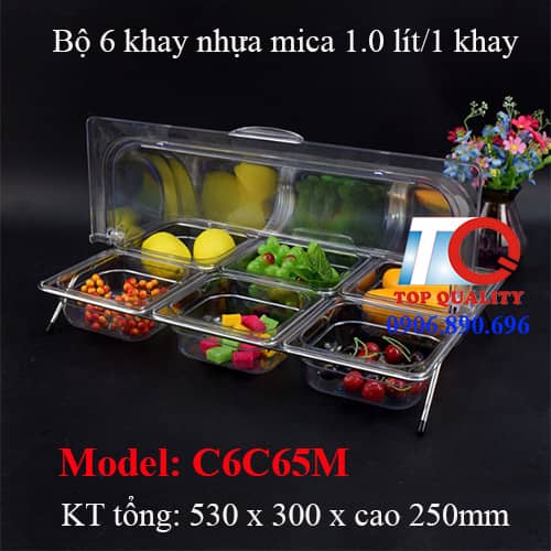 bộ khay nhựa 6 cái có nắp đựng thịt nguội giò chả bánh mì, bộ khay đựng trái cây tiệc trà 