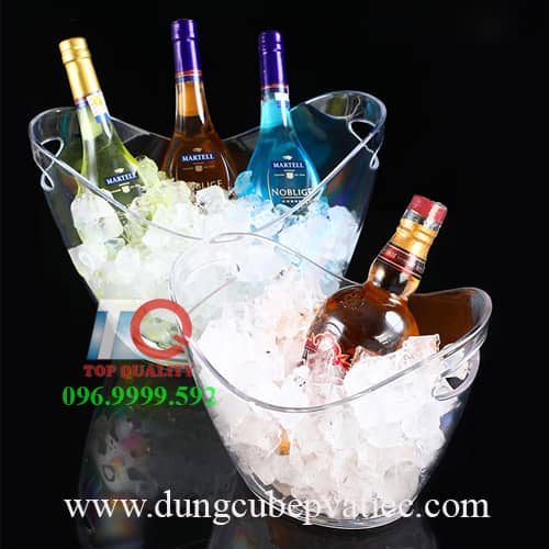 xo da, xo nhua, xô nhựa trong suốt, xô nhựa đựng đá, xô đựng cocktail bằng nhựa trong