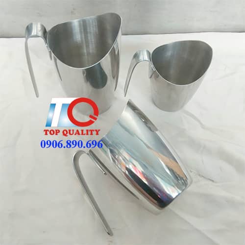 ca inox của Nhật, ca inox miệng xiên, ca inox cán móc, ca đánh sữa miệng xiên của Nhật