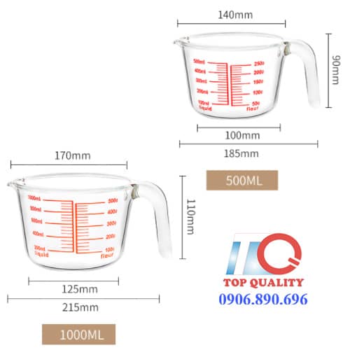 dung tich ca dong, ca chia vach 500ml, 1000ml, ca thuy tinh co chia vach, ca dong chat long thuy tinh co chia vach