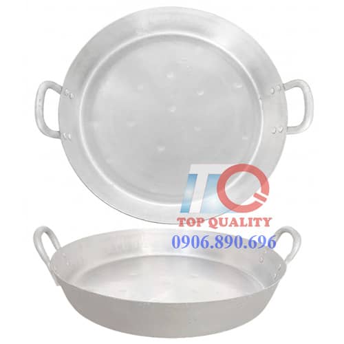chảo nhôm đáy bằng 35cm 45cm 47cm 53cm, chảo nhôm công nghiệp, chảo nhôm bằng