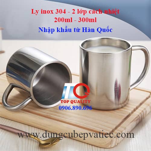 ly inox cách nhiệt, ly inox 304, ly inox có quai, ly inox có tay cầm, ly inox súc miệng, ly inox pha sữa