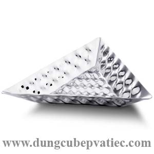 dĩa inox tam giác, dia sushi, dia sashimi, dia salad, đĩa tam giác inox