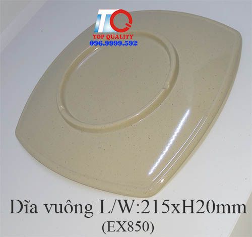 ​Dĩa nhựa melamine giá rẻ vuông màu nâu đá