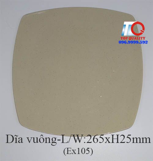 ​Dĩa vuông melamine màu nâu đá EX105-10.5