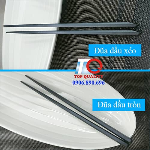 đũa đen đầu tròn 23cm, đũa melamine đầu tròn 22cm, đũa nhựa đen 22cm, đũa nhựa đen đầu tròn 23cm