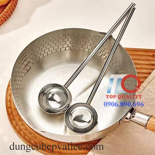 muỗng inox 304 cán dài, thìa inox 304 cán dài, gáo inox nhỏ cán dài, gáo rót sốt mini, muỗng inox tròn trang trí đồ ăn, thìa inox 304 đầu tròn