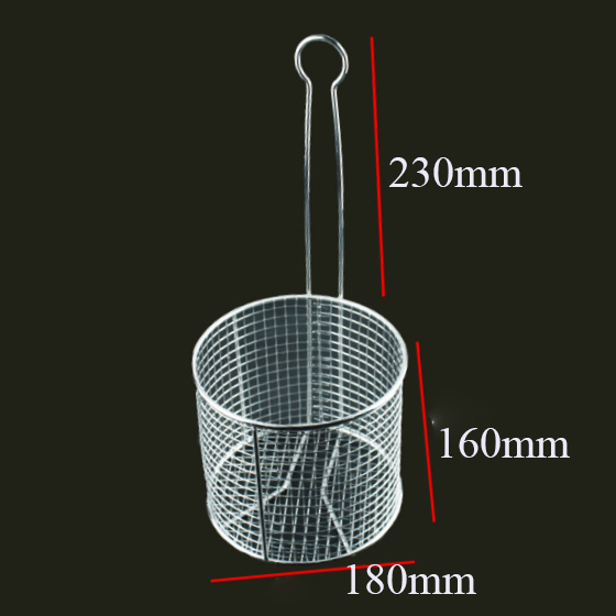 giỏ lưới tròn có tay cầm, giỏ trụng, giỏ chiên ngập dầu, giỏ chiên tròn