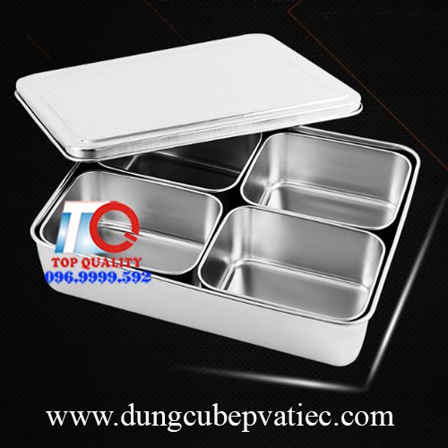 hộp đựng gia vi5 4 ngăn, hộp inox đựng gia vị 4 ô