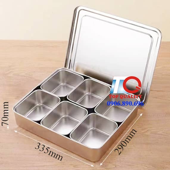 khay đựng gia vị 6 ngăn ô, khay đựng linh kiện 6 ngăn ô, khay đựng topping 6 ngăn ô