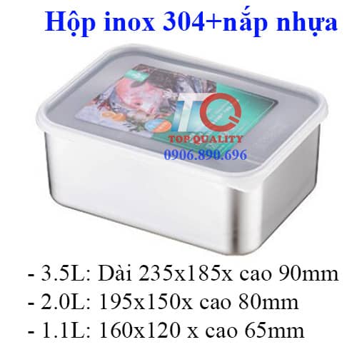 kich thuoc hop inox, gia hop inox 304, hop inox 1 2 3 lit co nap