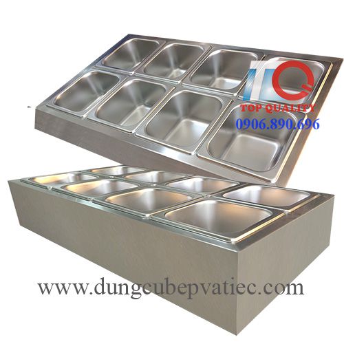 giá hộp inox giữ lạnh khay topping thạch buffet trái cây