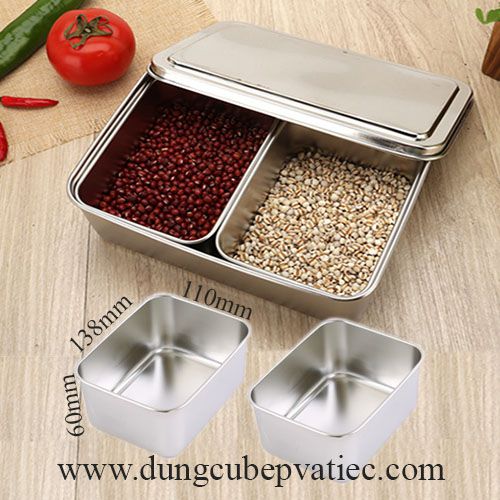 Hộp inox đựng gia vị 2 ngăn cao cấp