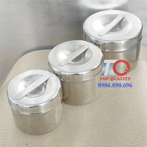 hộp lưu mẫu thực phẩm inox 304, hủ lưu lẫu inox 304, hủ lưu mẫu nhỏ trung lớn, hủ lưu mẫu 200 300 500 ml, hộp tròn inox 304