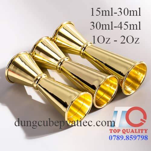 ly inox 2 đầu màu vàng, ly đong jigger màu vàng hồng, ly inox 2 đầu cao cấp màu vàng hồng