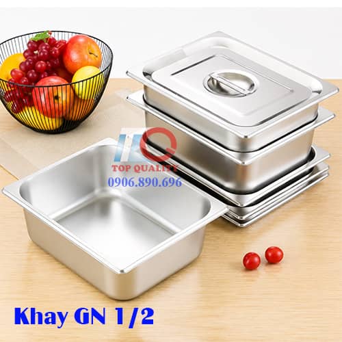 khay inox buffet GN 1/2, khay đựng thực phẩm GN 1/2