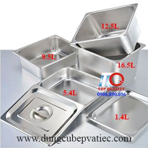 khay inox GN 2/3; khay đựng buffet loại vuông; khay buffet vuông; khay inox vuông