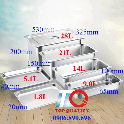 khay inox gn 1/1 đựng buffet giá rẻ