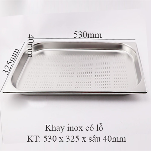 khay inox co lo can 2cm 4cm, mam inox co lo, ro inox chu nhat can; khay inox rao dau chien