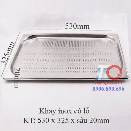 khay inox co lo 3 ly sau 2cm, mâm inox chữ nhật có lỗ, rổ inox chữ nhật cạn