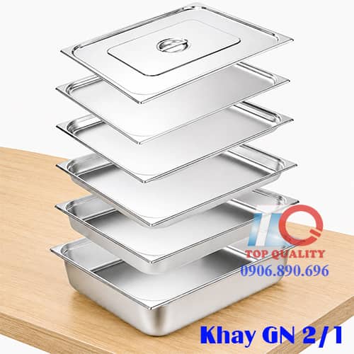 Khay inox 2/1, Khay GN 2/1, khay inox chữ nhật to lớn nhất 57 lít