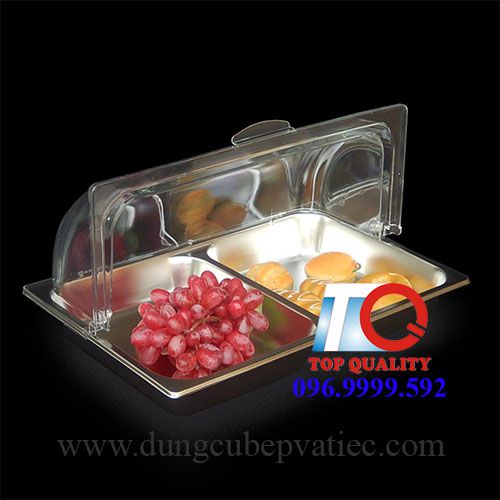 khay đôi, khay inox đôi, khay inox 2 ngăn, double pan size, Khay inox gn buffet đôi 