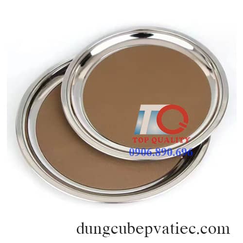 khay inox phục vụ, khay buffet inox tròn, dia-inox-tron, khay inox tron trung bay