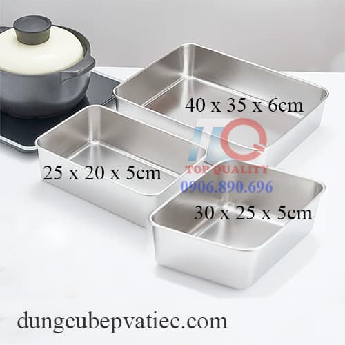 kích thước khay inox chữ nhật, khay inox 35x40 30x25, 25x20cm