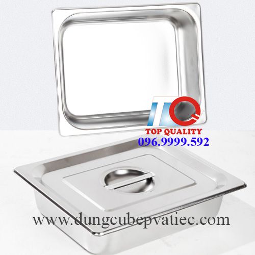 khay inox vuông gn 2/3 trưng bày thức ăn buffet