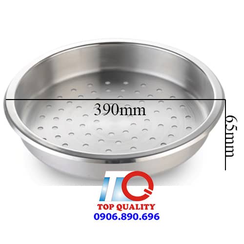 khay inox tron co lo, khay inox lo tron, khay inox lỗ đặt trong nồi buffet, khay tròn có lỗ hấp buffet