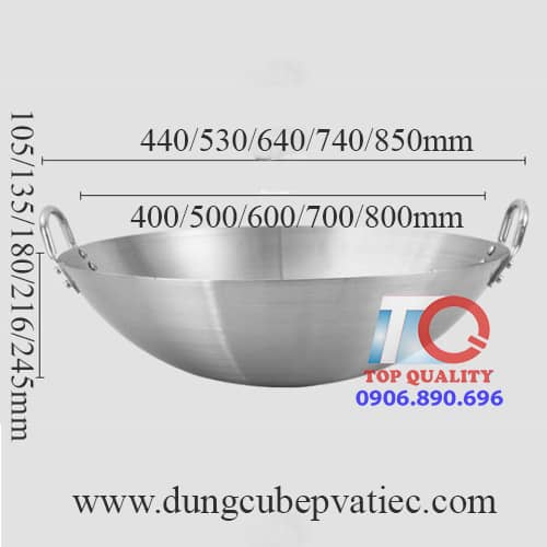 kich thuoc chao inox cong nghiep, gia chao inox, chảo inox có nắp, chảo lõm, chảo inox nắp đậy