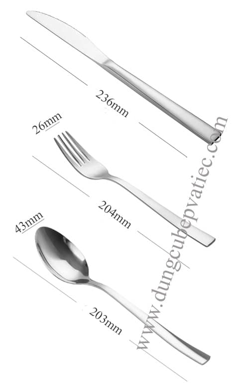 kich thuoc dao muong nia inox, bo 3 mon ban an, set ban an 3 mon