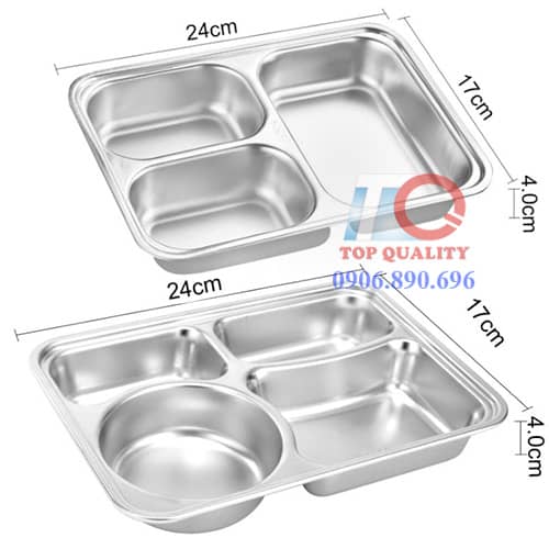 kích thước khay inox 304 chia ngăn, khay ăn trường học, khay cơm inox 304 có nắp, khay inox đựng thức ăn