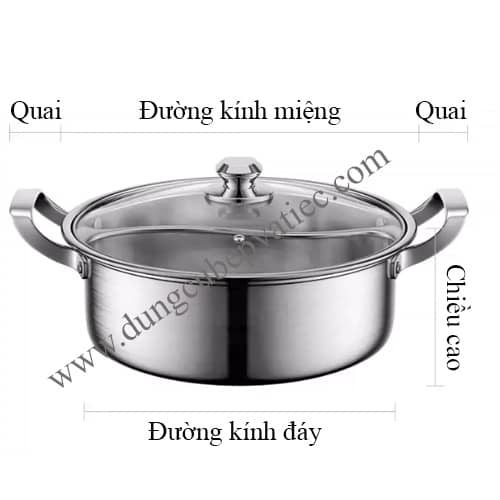 nồi lẩu inox, nồi lẩu chia ngăn, nồi lẩu 2 ngăn, nồi lẩu bếp từ, nồi lẩu inox 28cm 30cm 32cm