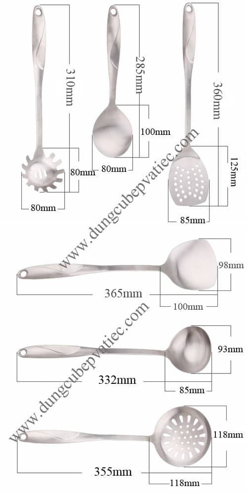 vá inox cao cấp, muôi inox cao cấp, bộ vá sạn nấu bếp nhiều món, quà tặng tân gia ý nghĩa