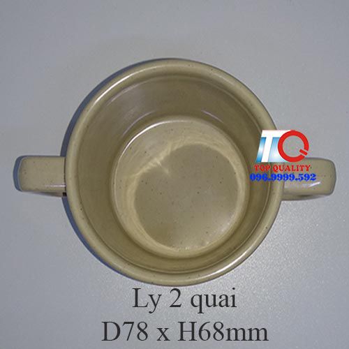 ​Ly cốc nhựa melamine 2 quai màu nâu đá