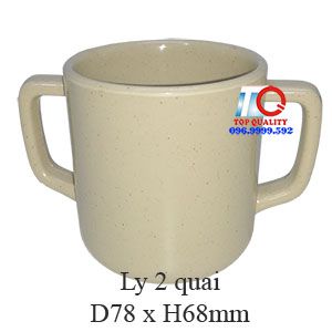 ​Ly melamine 2 quai màu nâu đá an toàn thực phẩm