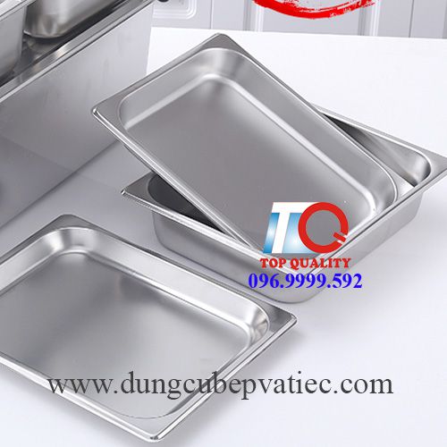 mâm inox vuông gn 2/3 trưng bày thức ăn