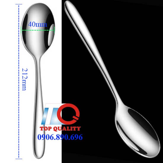 kich thuoc muong inox, muong inox 21cm, muong an chinh, main spoon ho chi minh, dinner spoon